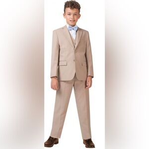 Pierre Cardin Boys 8 Kids 3 Piece Beige Suit Trousers Vest Blazer NWT